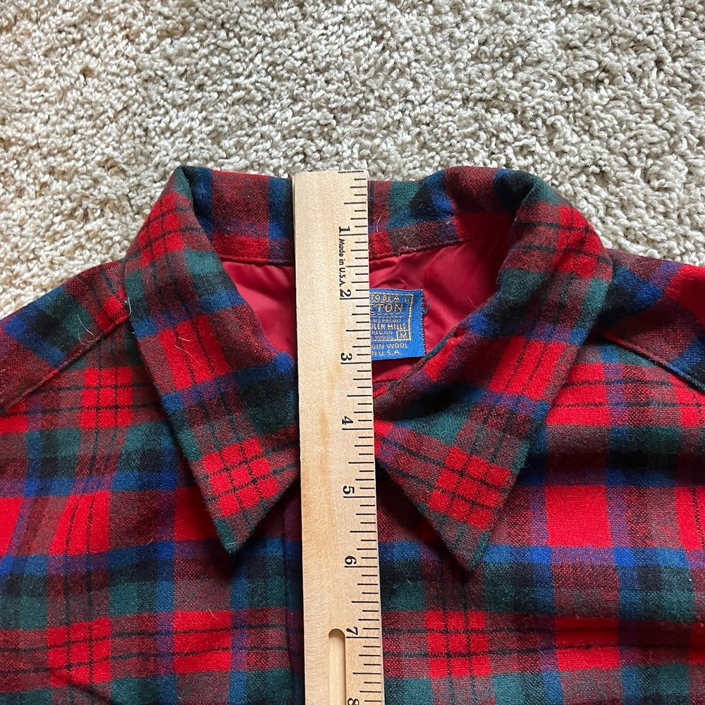 VTG 70s‎ Pendleton Board Shirt Red Plaid Wool Flannel Men's M USA Loop Collar - Picture 8 of 9